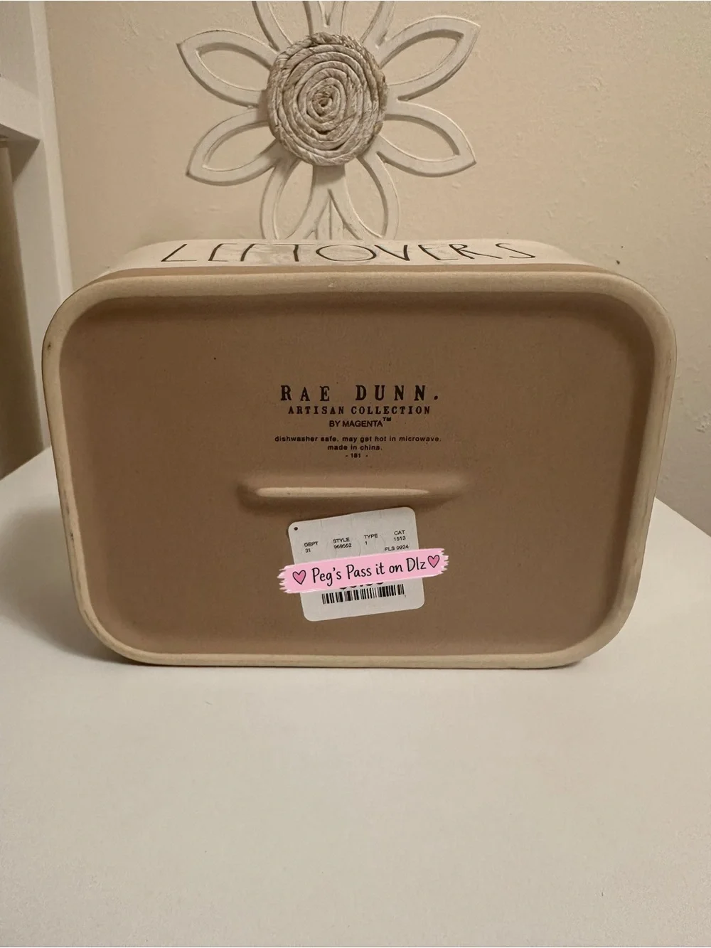 Rae Dunn By Magenta LEFTOVERS Ceramic Food Storage Container w/ Vented Lid G1